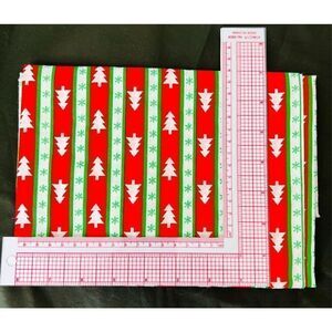 Vintage Fabric Christmas Tree Stripes Cotton 36” x 1/2 yard Semi-transparent‎